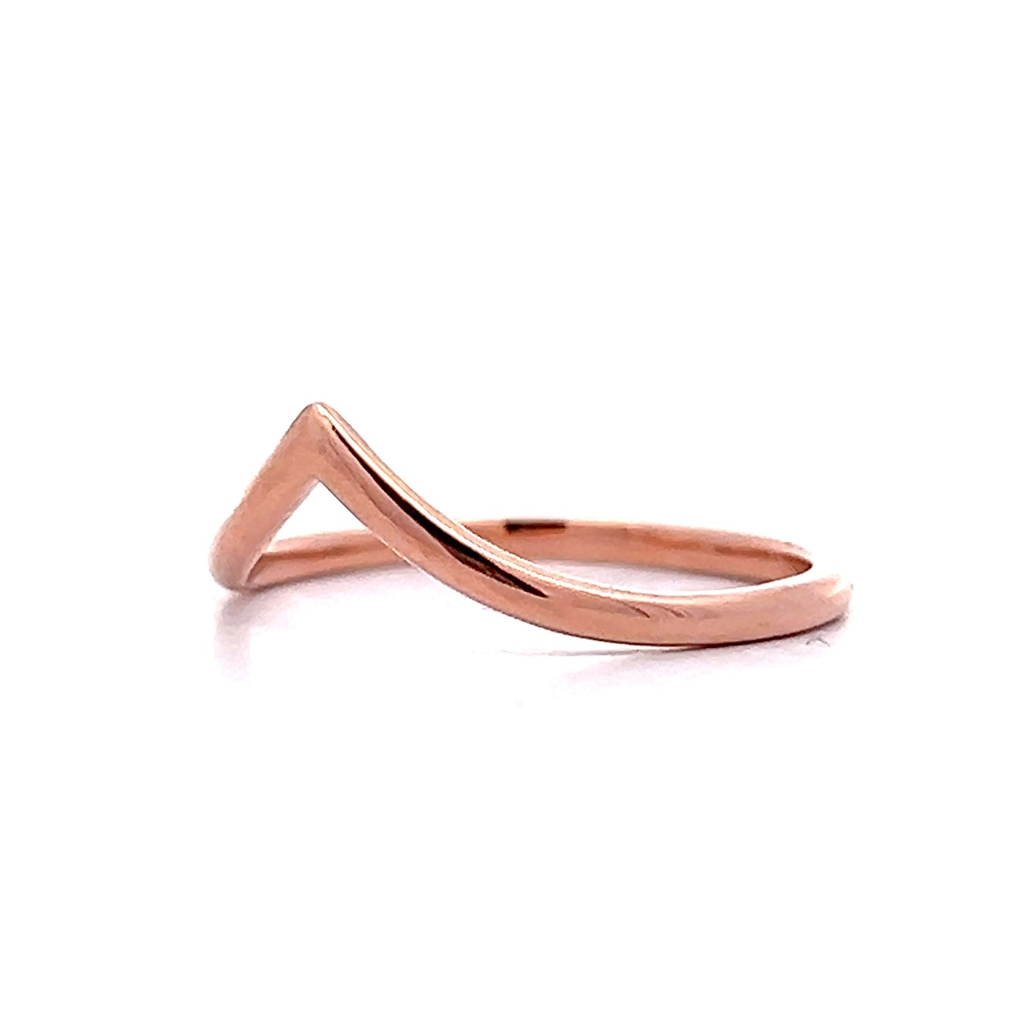 V Shaped Contour Wedding Band in 14k Rose Gold