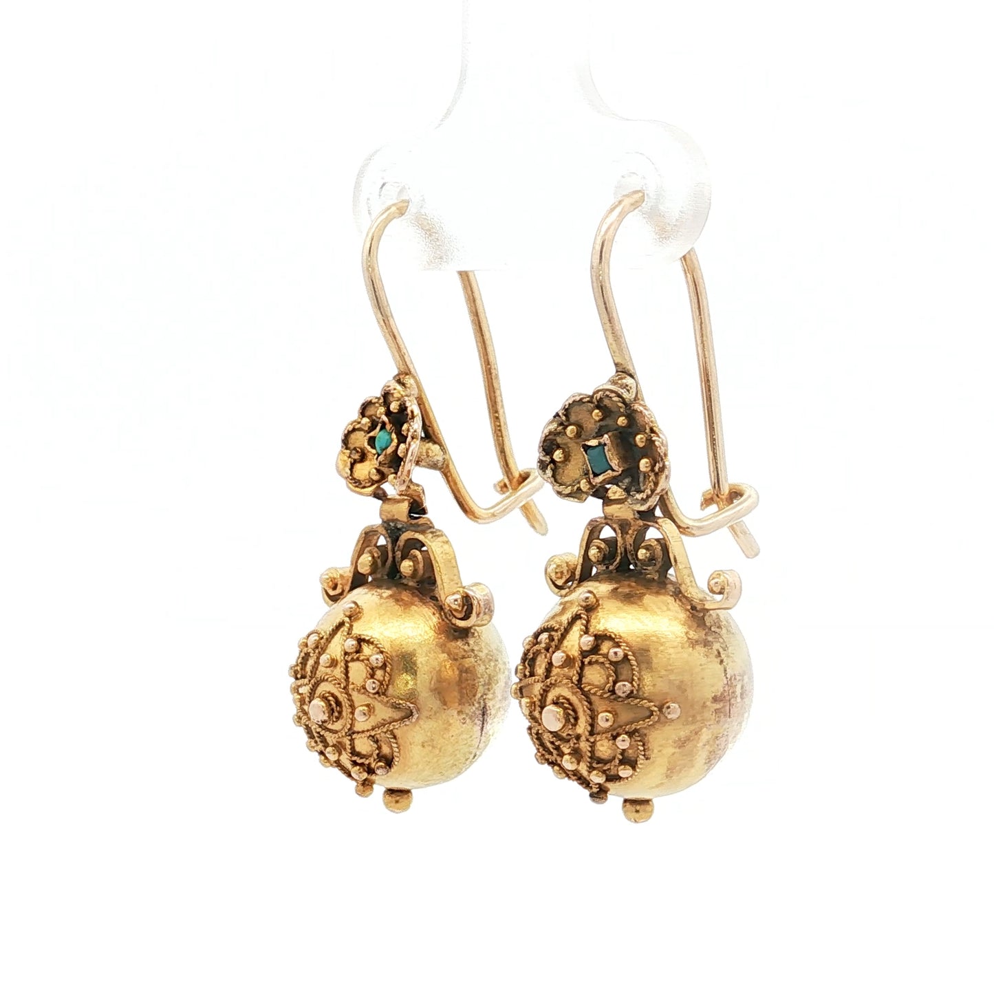 Antique Victorian Dangle Earrings in 14k Yellow Gold