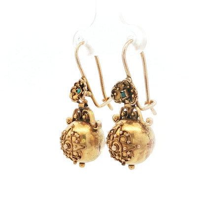 Antique Victorian Dangle Earrings in 14k Yellow Gold