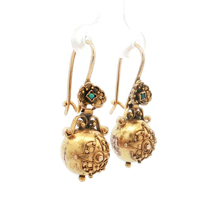 Antique Victorian Dangle Earrings in 14k Yellow Gold