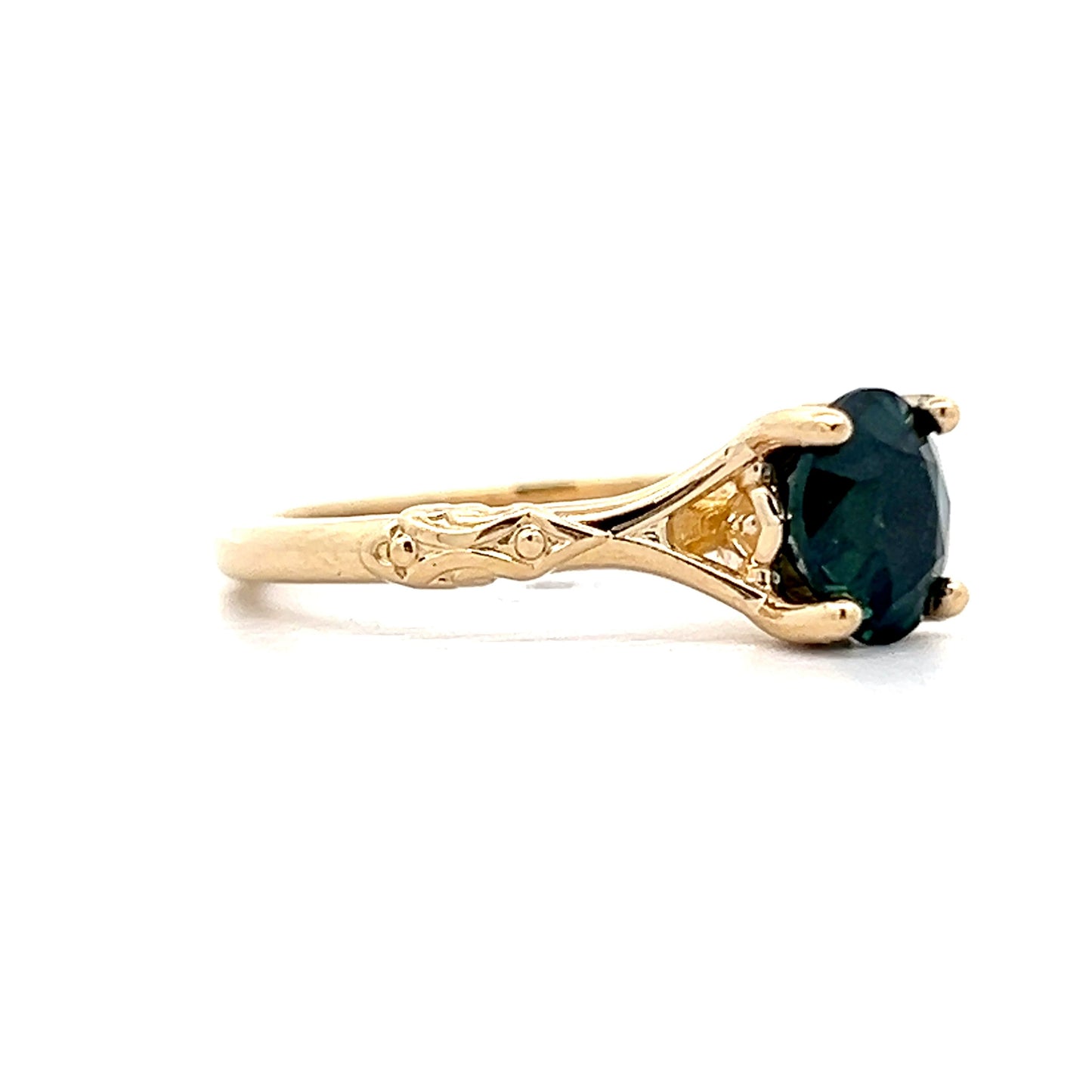 1.70 Teal Solitaire Engagement Ring in 14k Yellow Gold