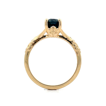 1.70 Teal Solitaire Engagement Ring in 14k Yellow Gold