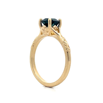 1.70 Teal Solitaire Engagement Ring in 14k Yellow Gold