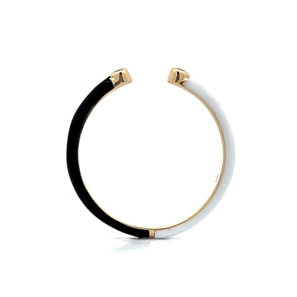 .06 Open Diamond & Enamel Stacking Ring in Yellow Gold