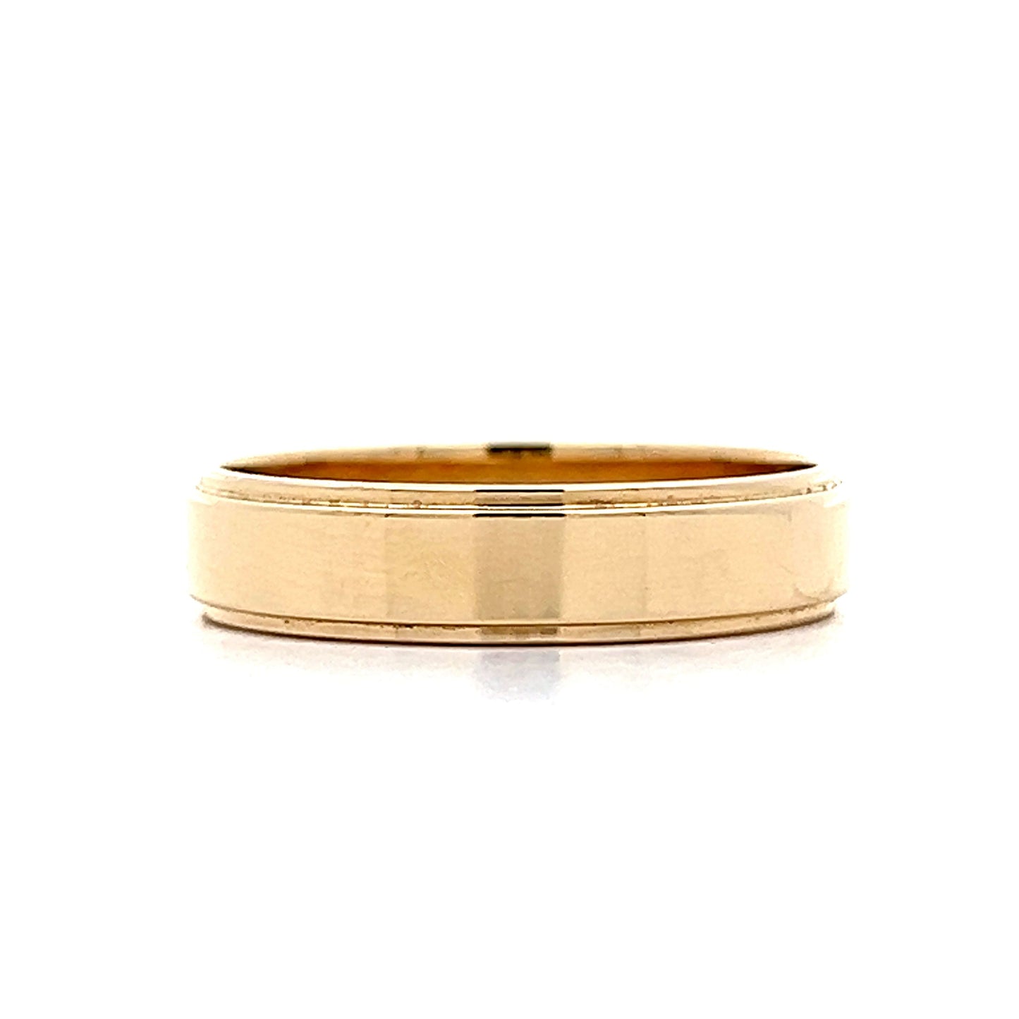 Mens 5mm Flat Step Edge Wedding Band in 14k