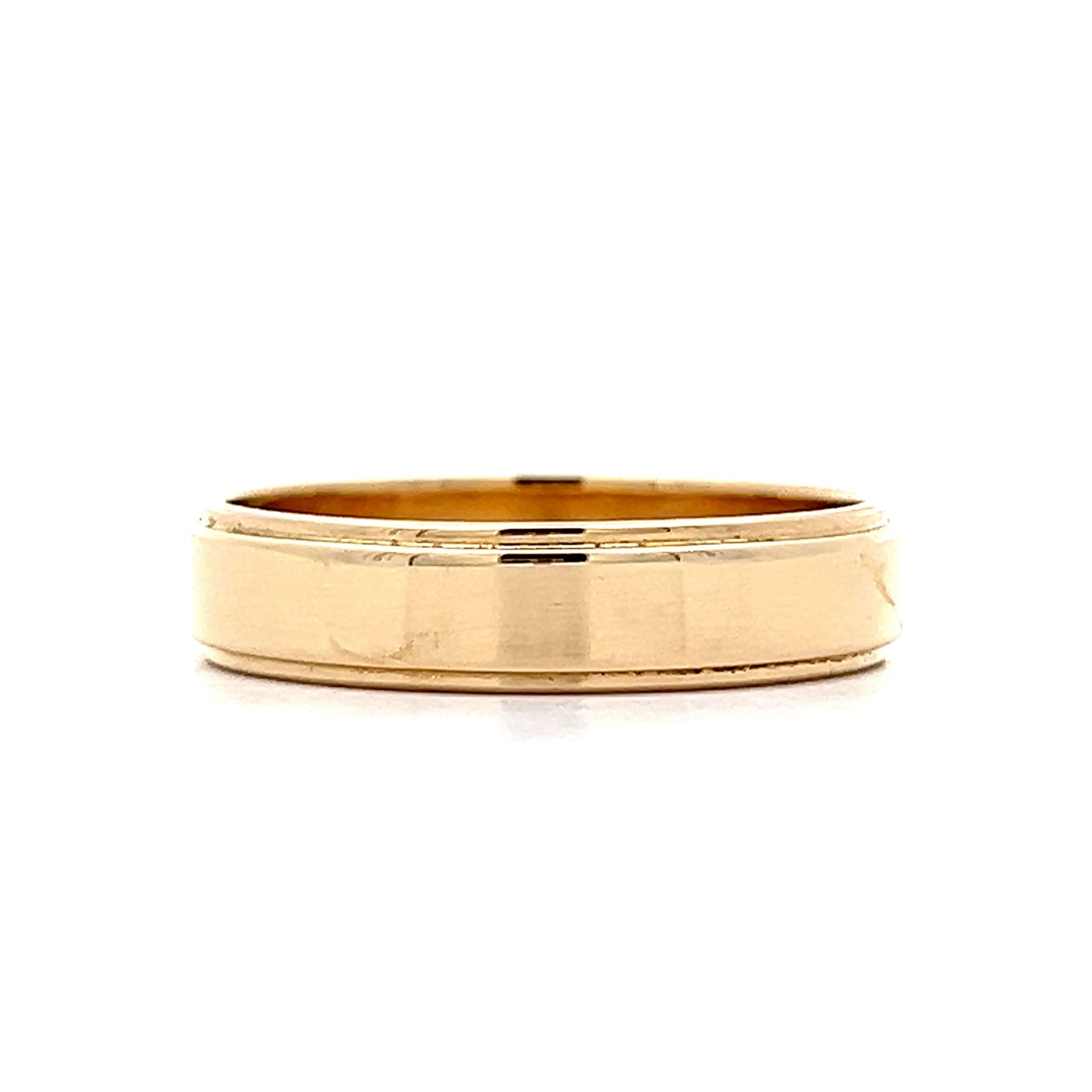 Mens 5mm Flat Step Edge Wedding Band in 14k