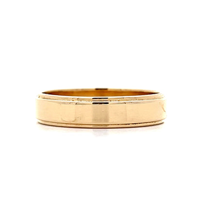 Mens 5mm Flat Step Edge Wedding Band in 14k