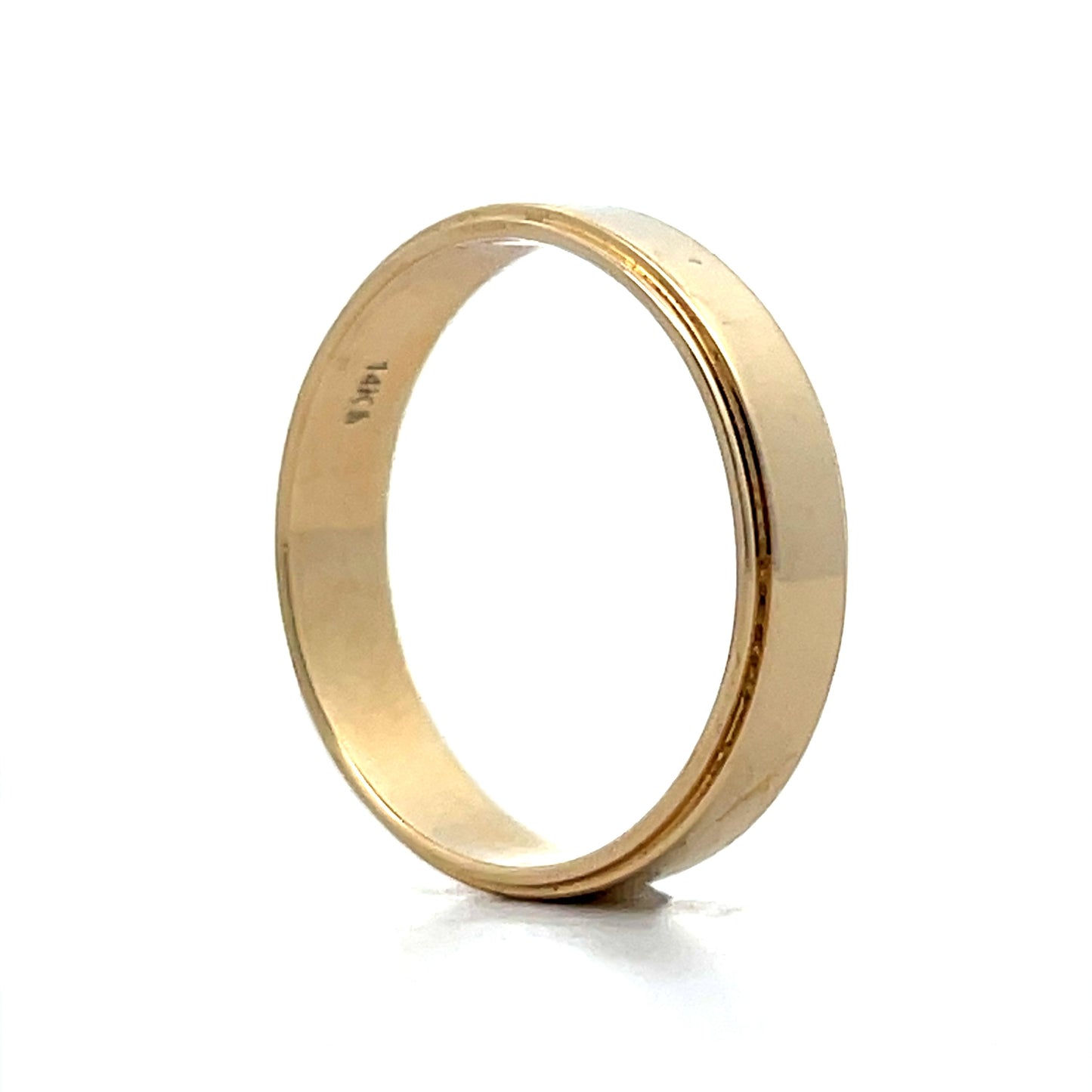 Mens 5mm Flat Step Edge Wedding Band in 14k