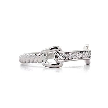 .09 Diamond Buckle Stacking Ring in 18k White Gold