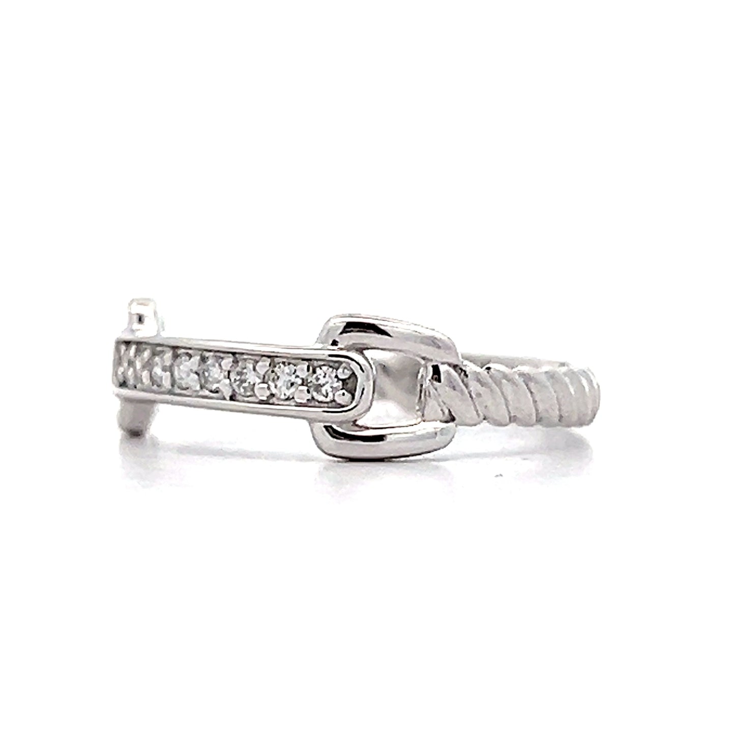 .09 Diamond Buckle Stacking Ring in 18k White Gold