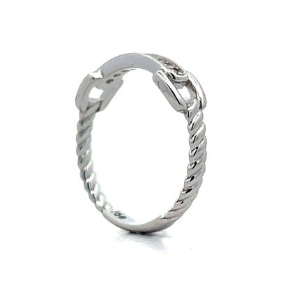 .09 Diamond Buckle Stacking Ring in 18k White Gold