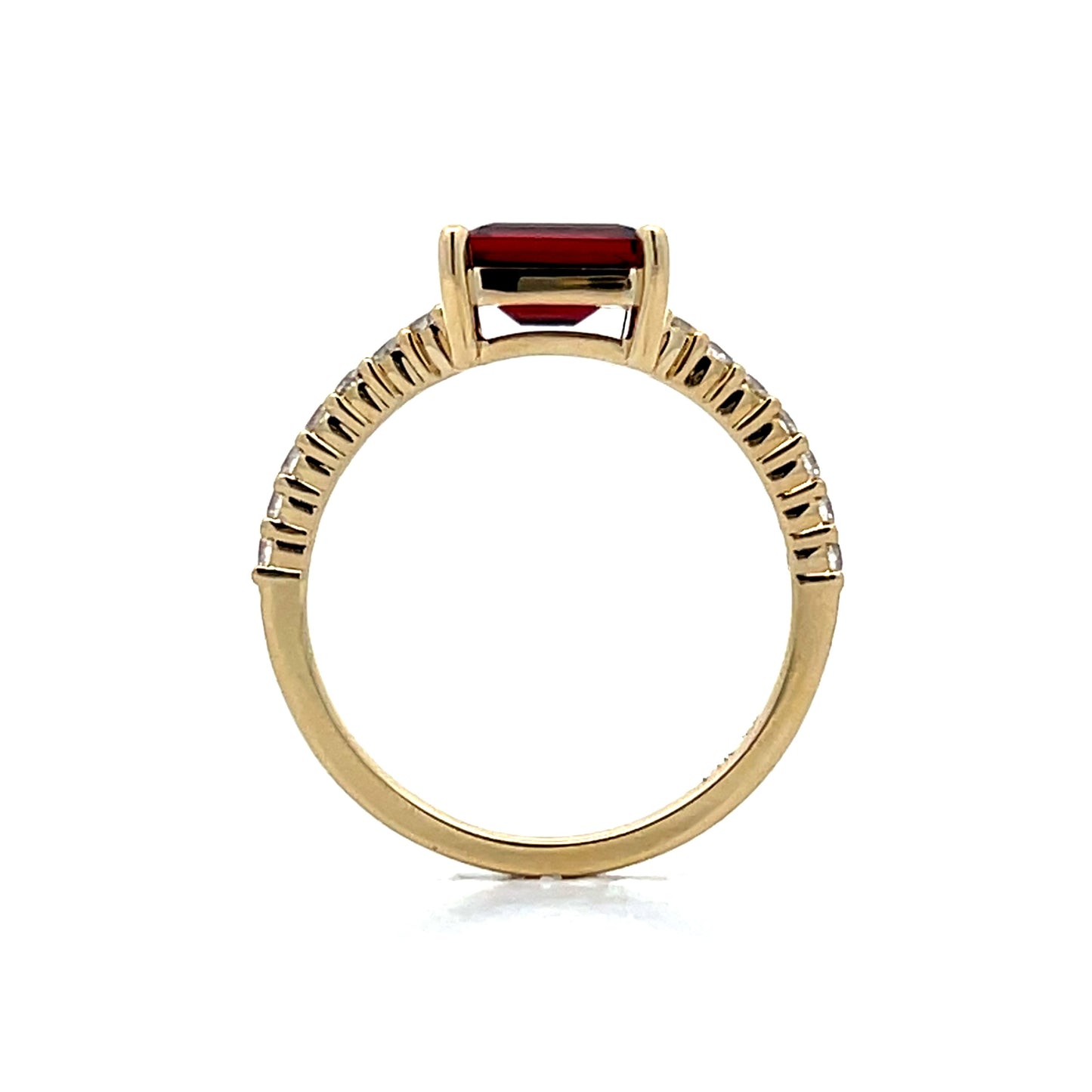 .36 Emerald Cut Garnet & Diamond Ring in 14k