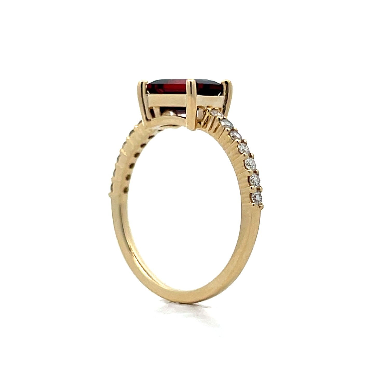 .36 Emerald Cut Garnet & Diamond Ring in 14k