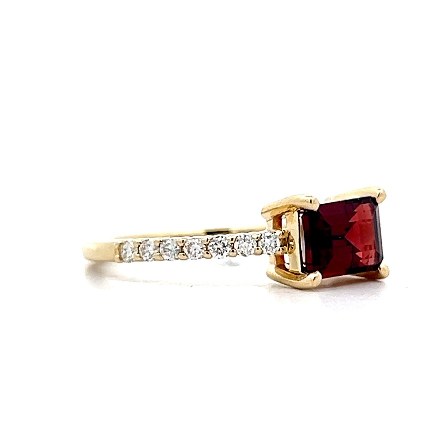 .36 Emerald Cut Garnet & Diamond Ring in 14k