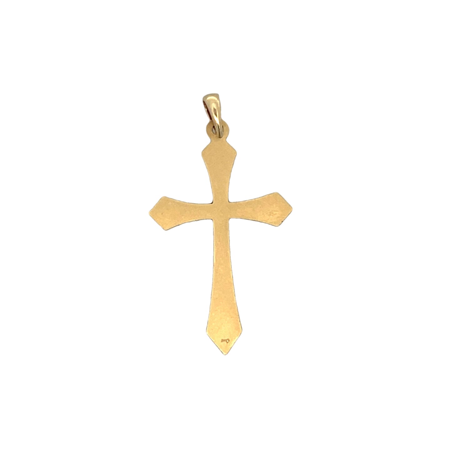 Chevron Detailed Cross Pendant in 14k Yellow Gold