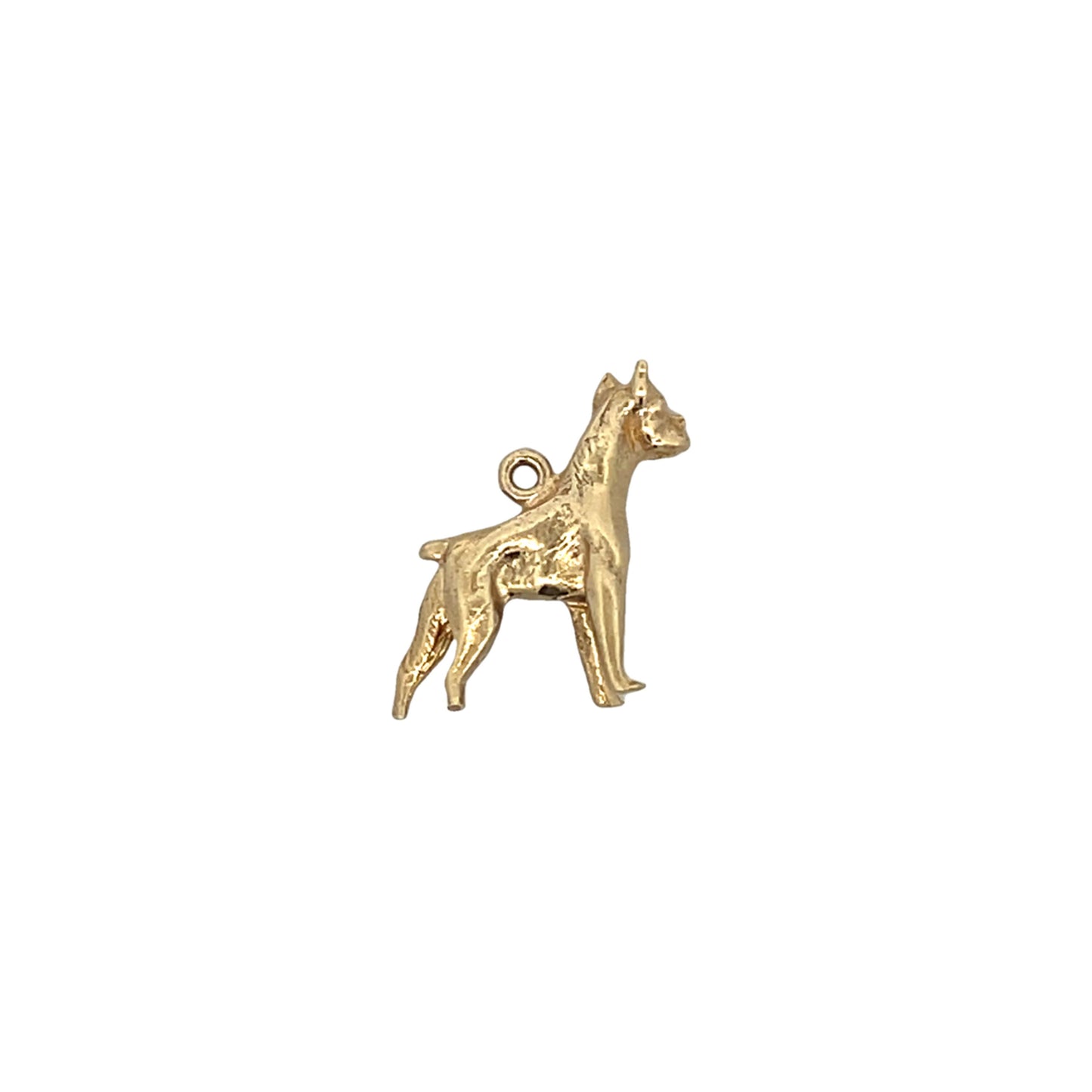 Vintage Boxer Dog Charm in 14k Yellow Gold