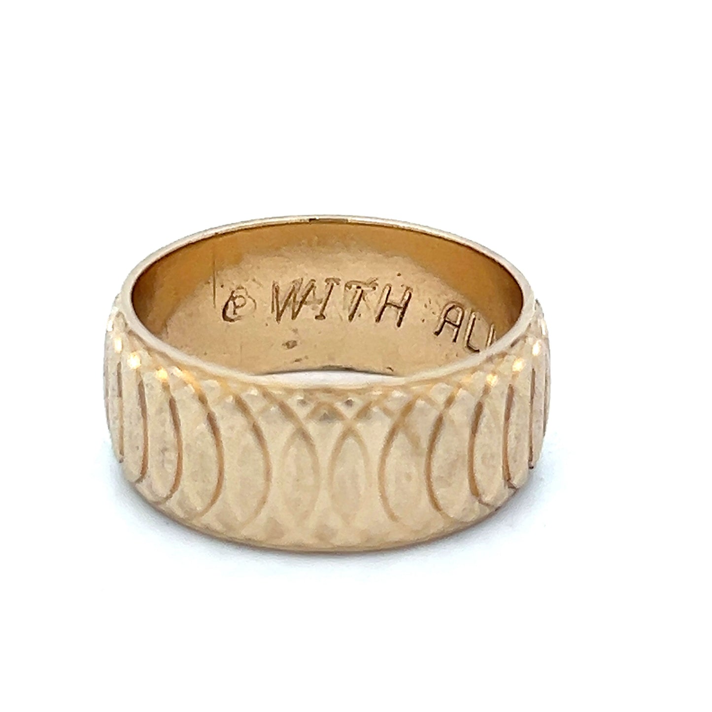 Circular Geometric Pattern Wedding Band in 14k