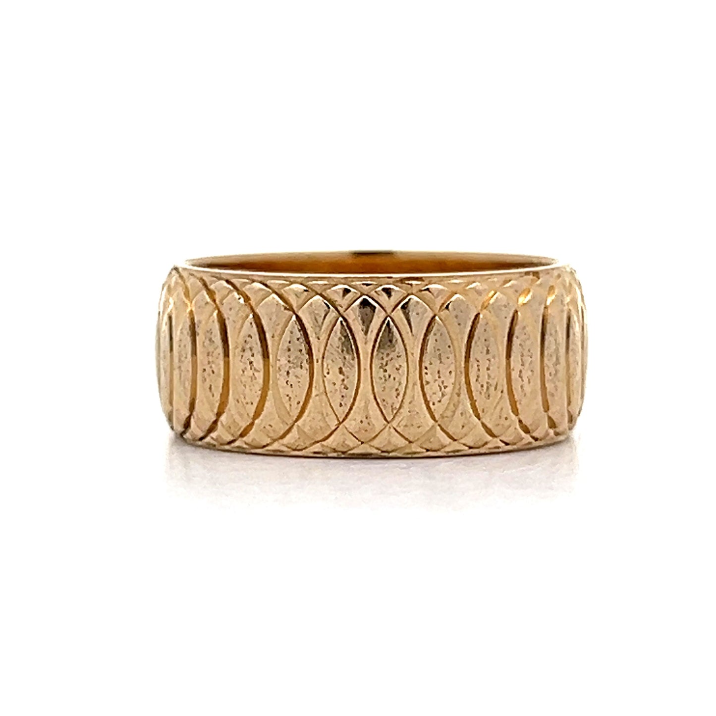 Circular Geometric Pattern Wedding Band in 14k