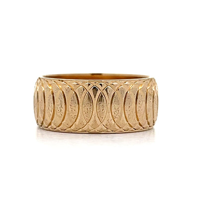 Circular Geometric Pattern Wedding Band in 14k