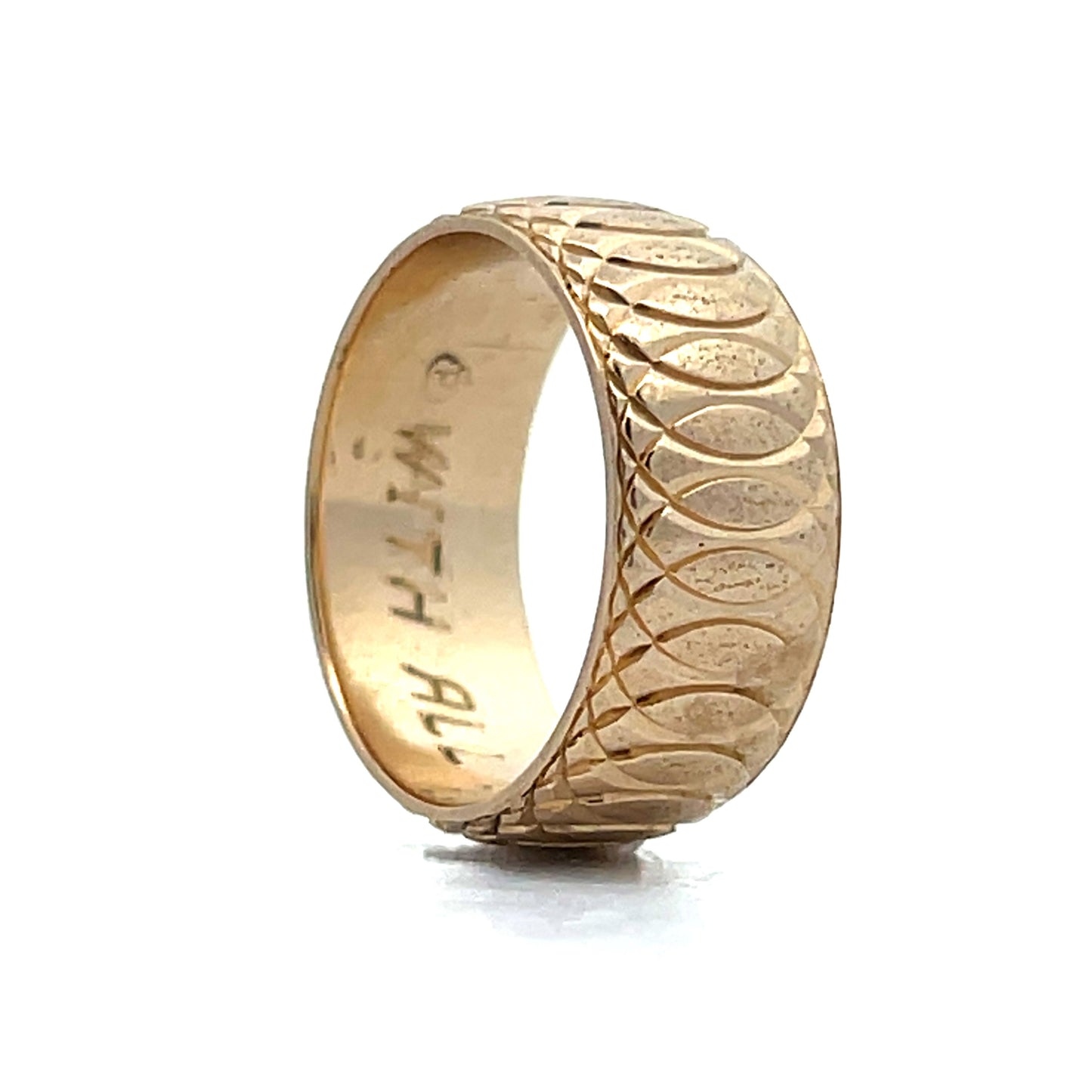 Circular Geometric Pattern Wedding Band in 14k