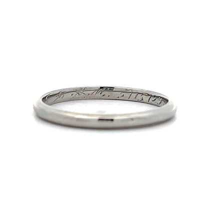 Simple Antique Art Deco Wedding Band in Platinum