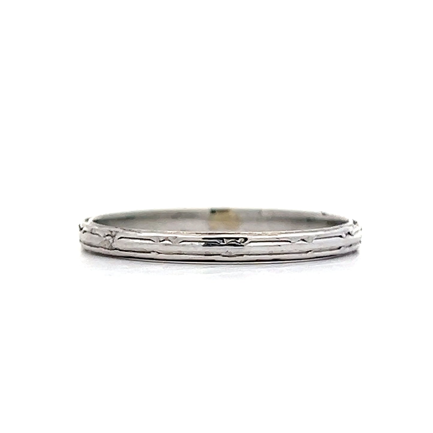 Antique Engraved Art Deco Wedding Band in 18k