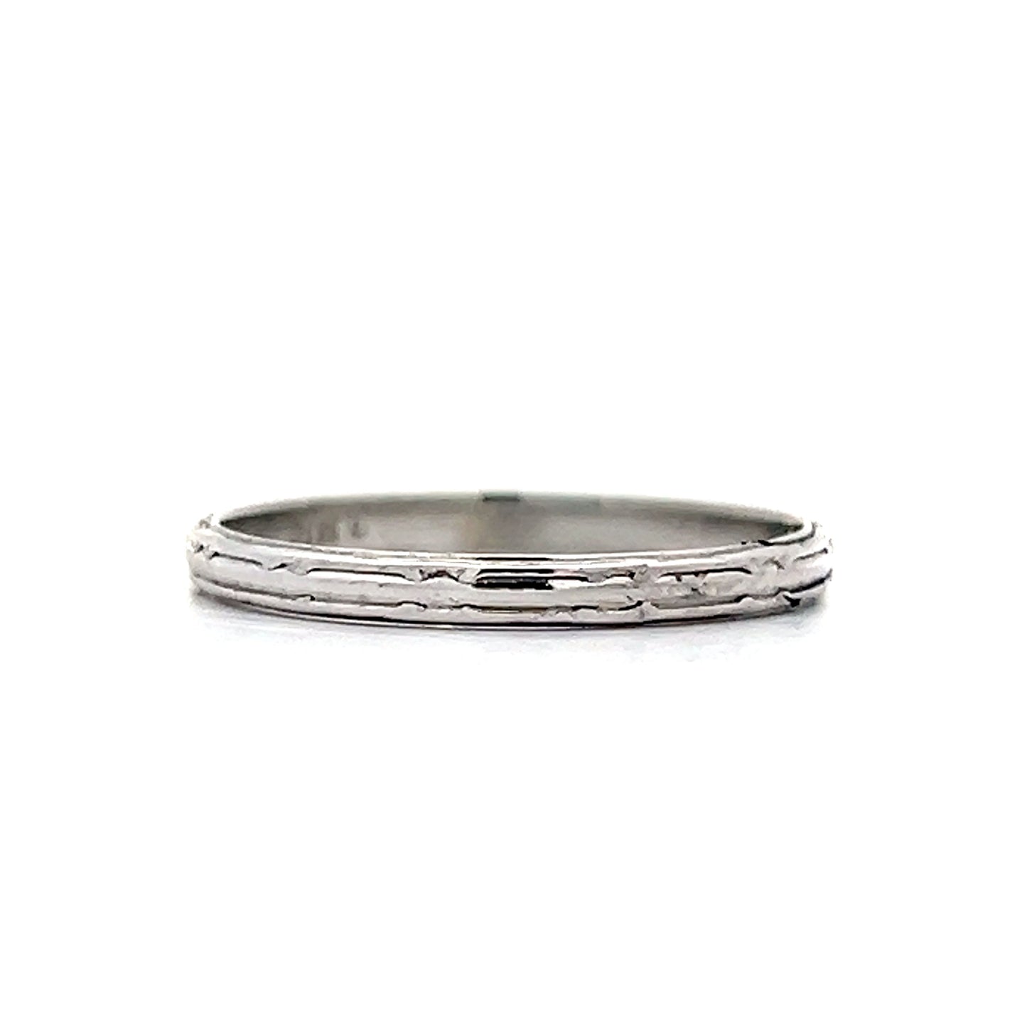 Antique Engraved Art Deco Wedding Band in 18k