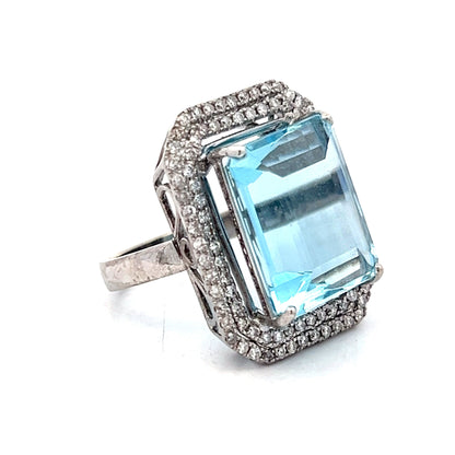 11.16 Emerald Cut Aquamarine in 14k White Gold