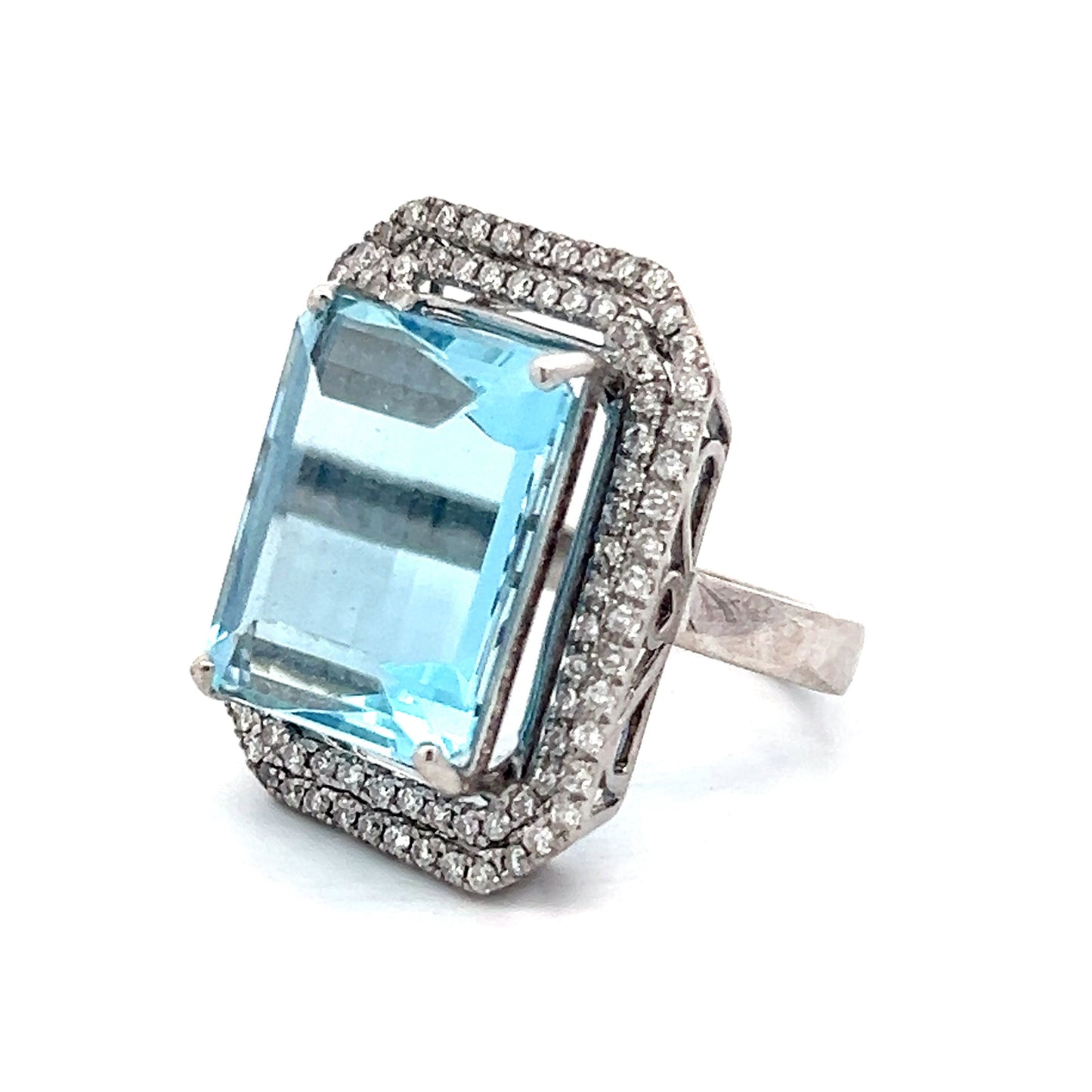 11.16 Emerald Cut Aquamarine in 14k White Gold