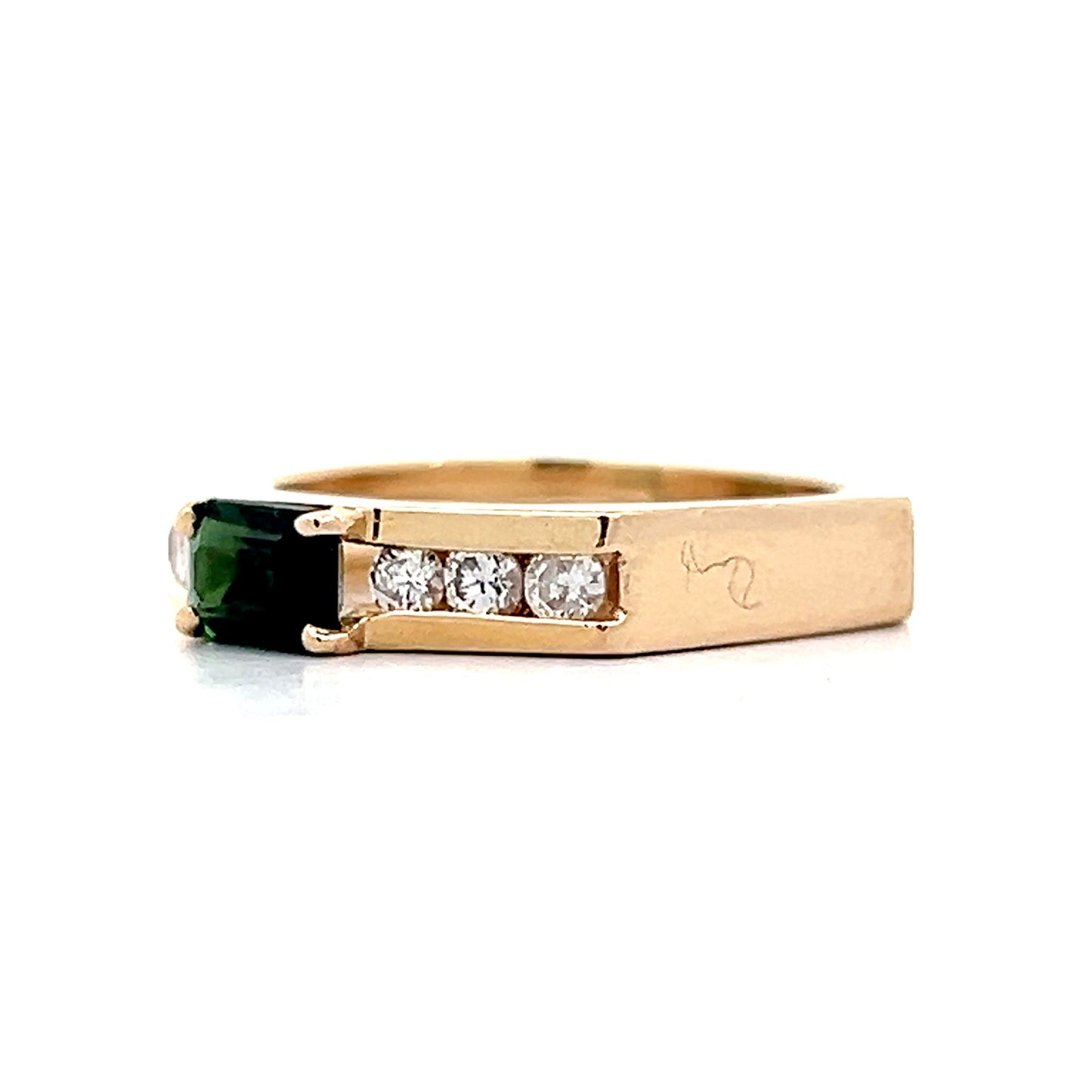 .52 Emerald Cut Tourmaline & Diamond Ring in 18k