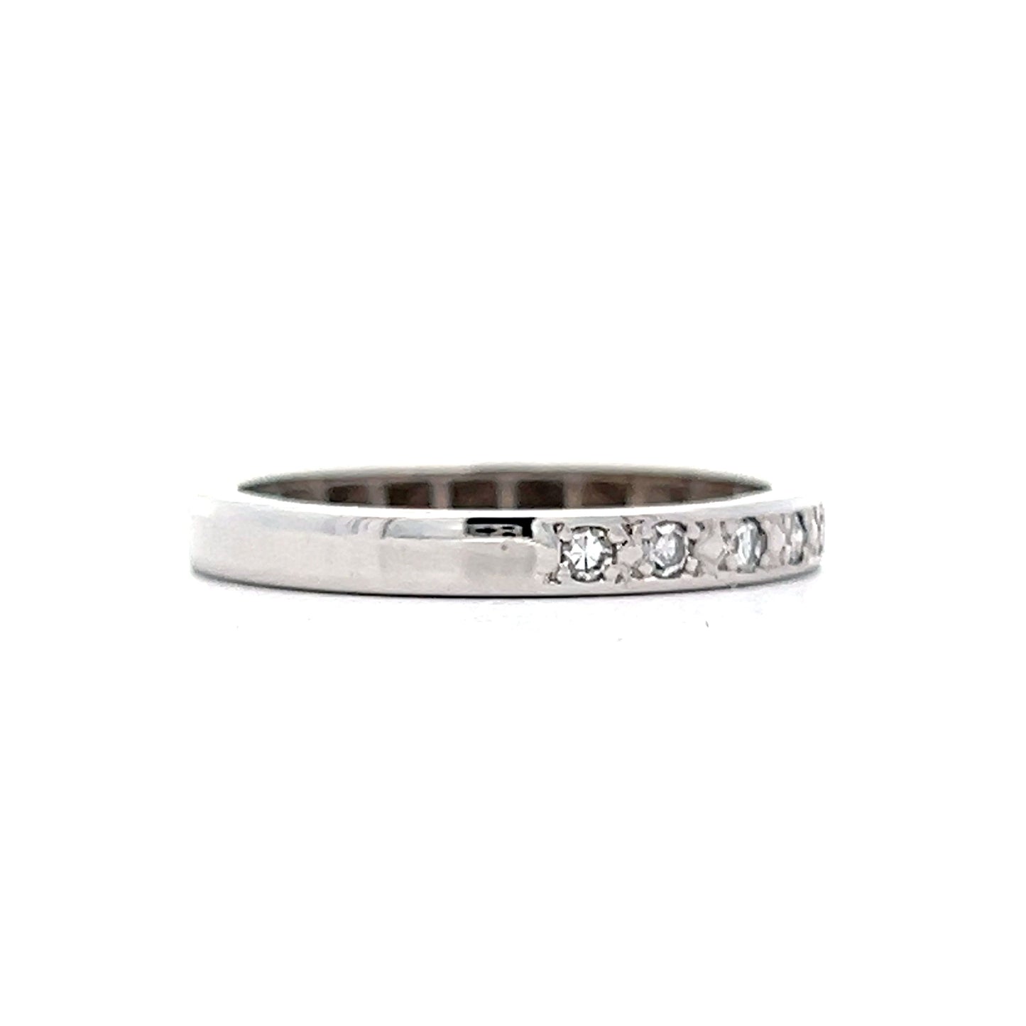 .125 Vintage Single Cut Diamond Band in 14k White Gold