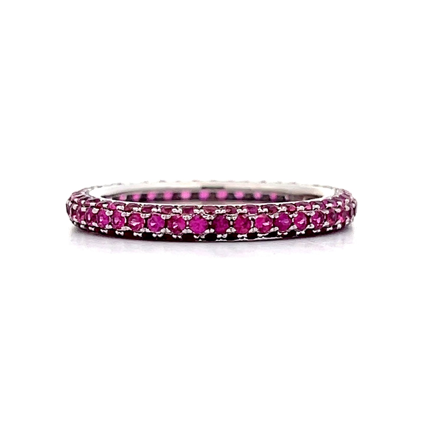 1.58 Round Ruby Eternity Stacking Band in 14k