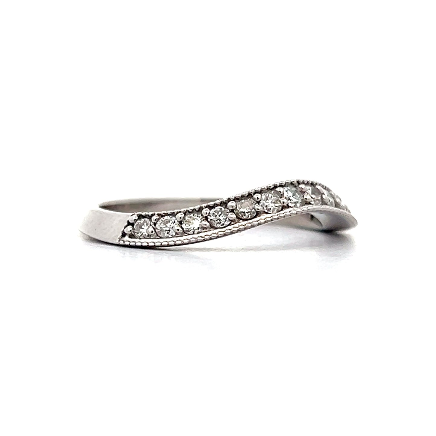 .35 Curved Round Diamond Band in 14k White Gold