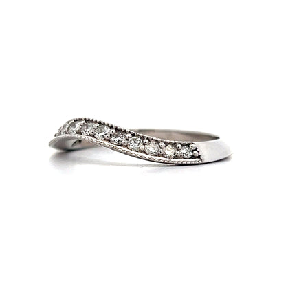 .35 Curved Round Diamond Band in 14k White Gold