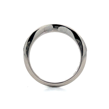 .35 Curved Round Diamond Band in 14k White Gold