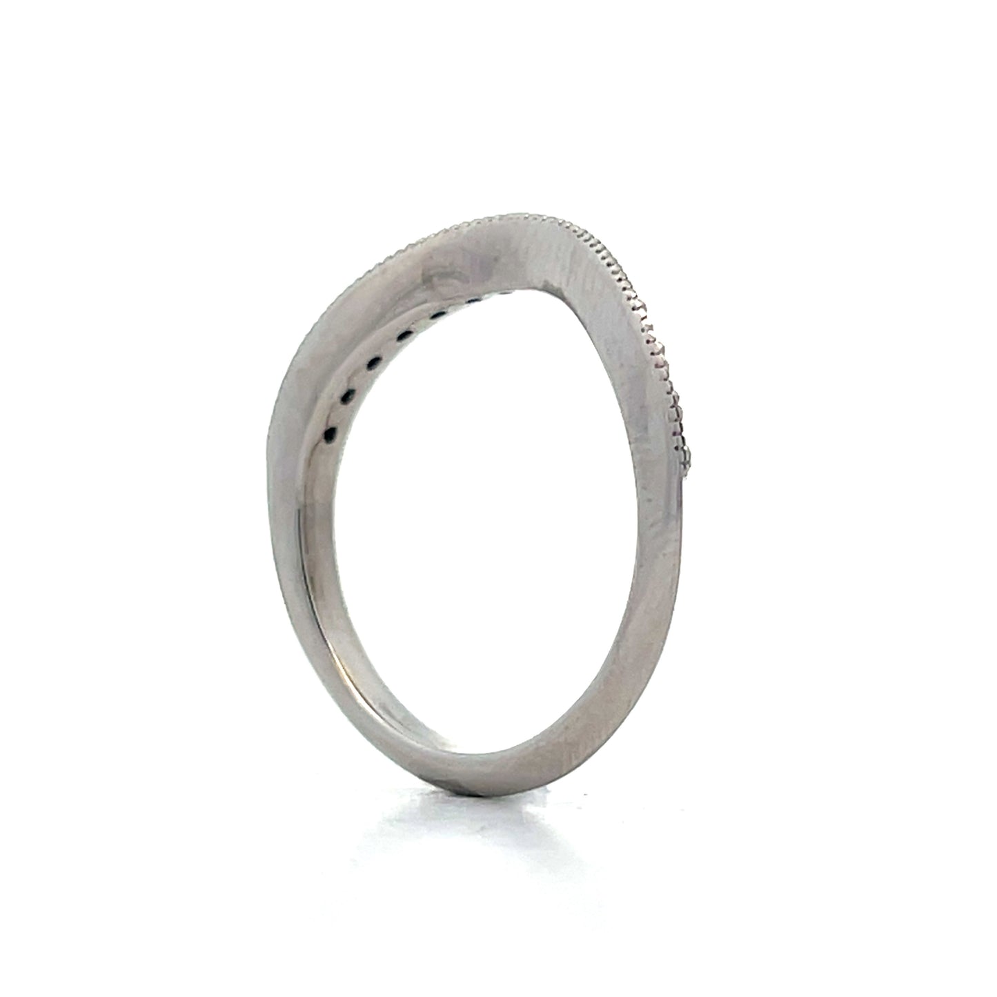 .35 Curved Round Diamond Band in 14k White Gold