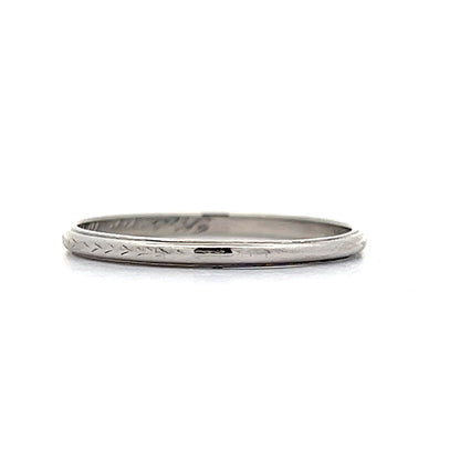 1.7mm Thin Art Deco Chevron Wedding Band in Platinum