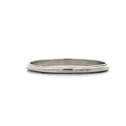 1.7mm Thin Art Deco Chevron Wedding Band in Platinum