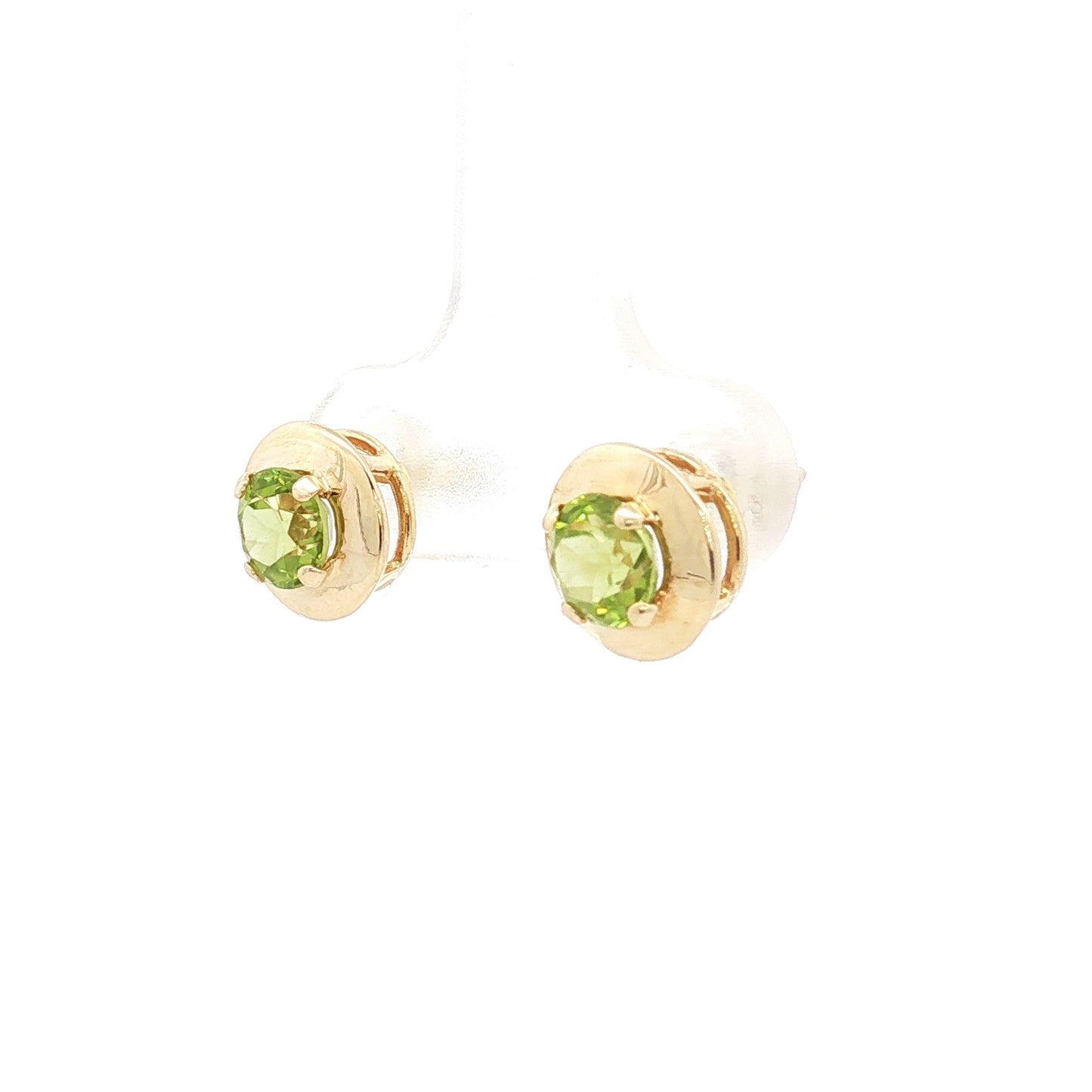 1.08 Round Peridot Stud Earrings in 14k Yellow Gold