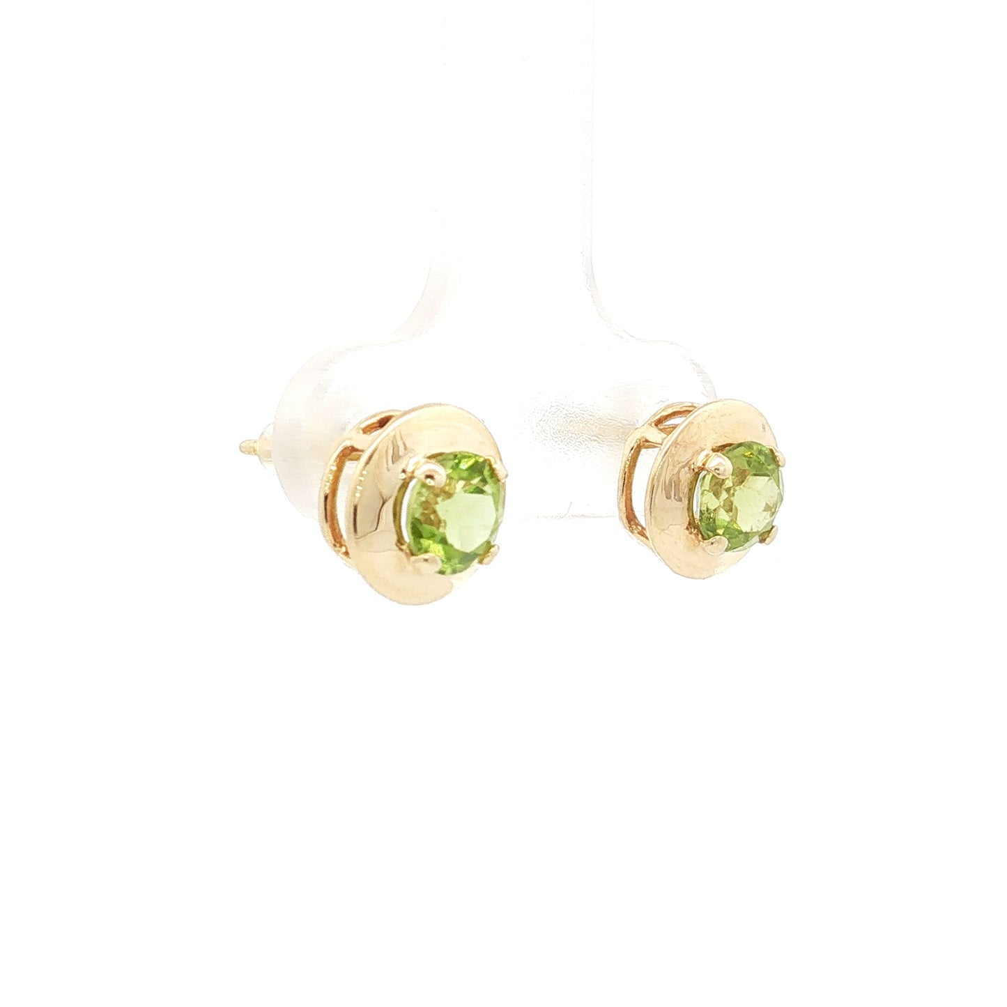 1.08 Round Peridot Stud Earrings in 14k Yellow Gold