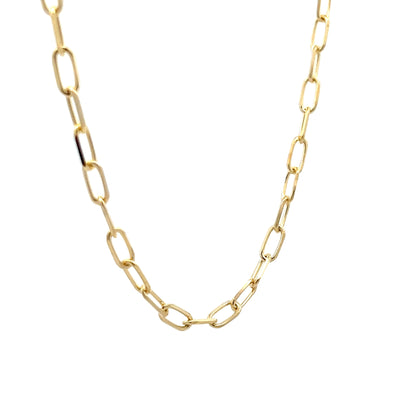 19 Inch Paperclip Chain Necklace in 14k Yellow Gold