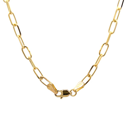 19 Inch Paperclip Chain Necklace in 14k Yellow Gold