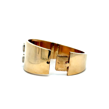 .36 Vintage Mid-Century Diamond Cuff Bracelet in 14k