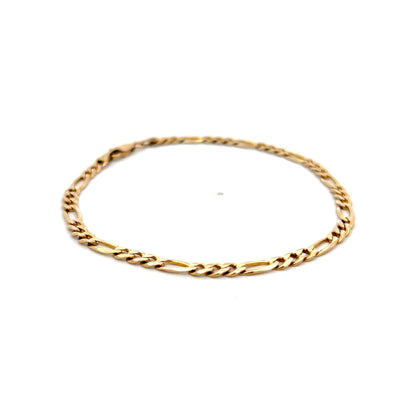 8 Inch Figaro Chain Bracelet in 14k Yellow Gold