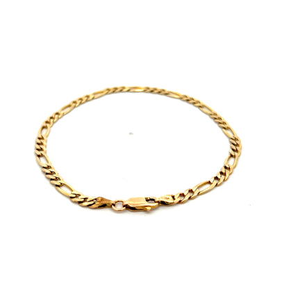 8 Inch Figaro Chain Bracelet in 14k Yellow Gold