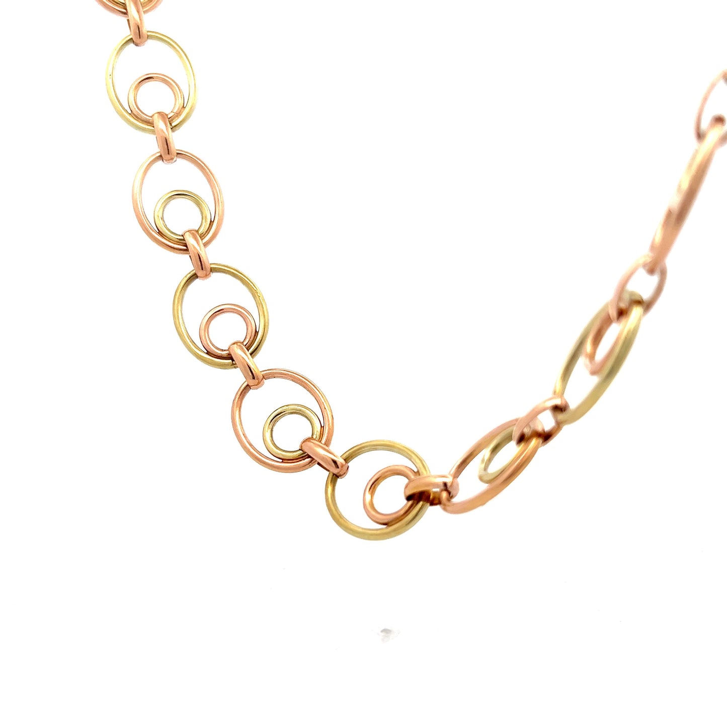 Vintage Retro Collar Chain Necklace in 14k Rose & Yellow Gold