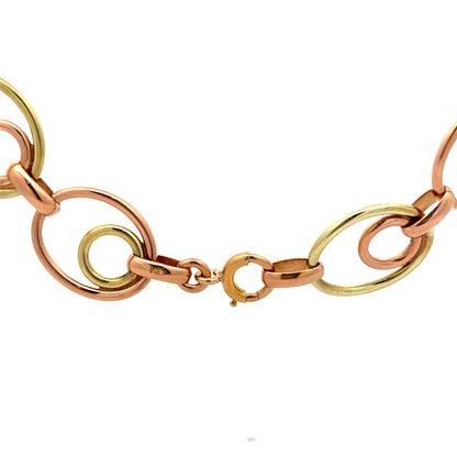 Vintage Retro Collar Chain Necklace in 14k Rose & Yellow Gold