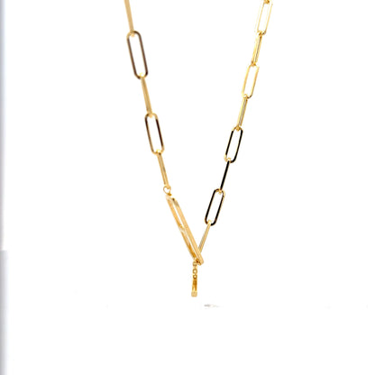 Paperclip Chain Toggle Necklace in 14k Yellow Gold