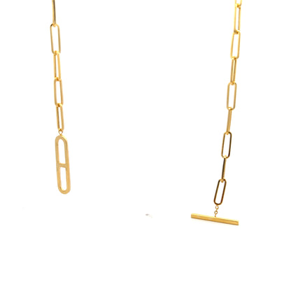 Paperclip Chain Toggle Necklace in 14k Yellow Gold