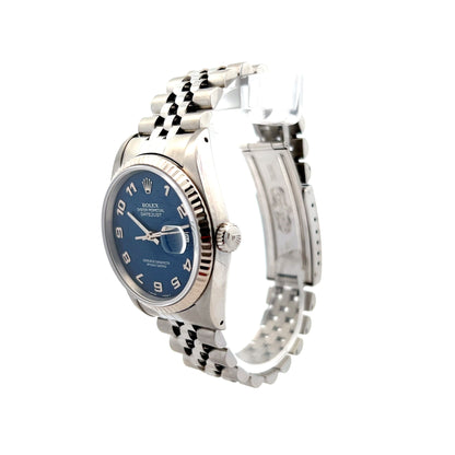 Rolex Datejust 36mm Blue Jubilee Dial X139927 in 14k White Gold